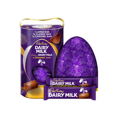 Cadbury Dairy Milk Easter Egg - Large with Dairy Milk and Diary Milk Caramel bars delivered worldwide