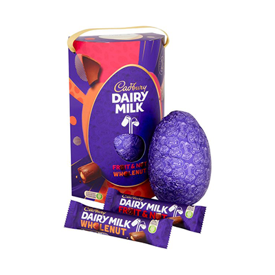Cadbury Dairy Milk Fruit & Nut Easter Egg - Large with Fruit & Nut Bar and Whole Nut Bar. Delivered Worldwide
