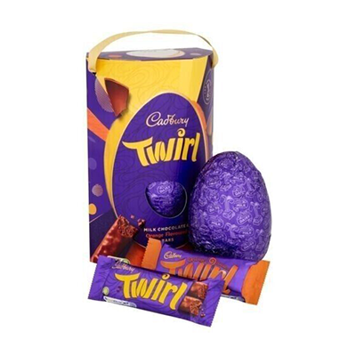 Cadbury Twirl Easter Egg Large 241g plus 2 bars of Twirl. British Chocolate delivered Worldwide